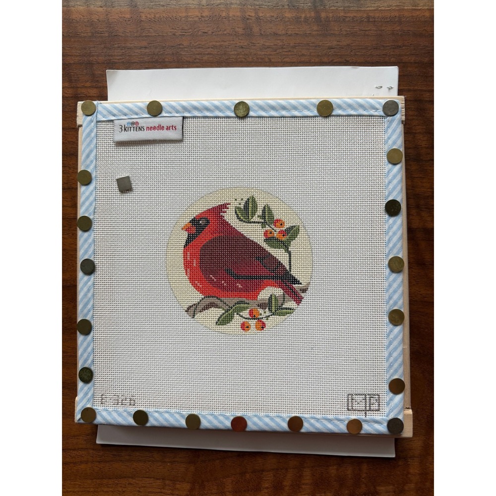 Melissa Prince Needlepoint Canvas Cardinal 4" Red Hand Painted Kit